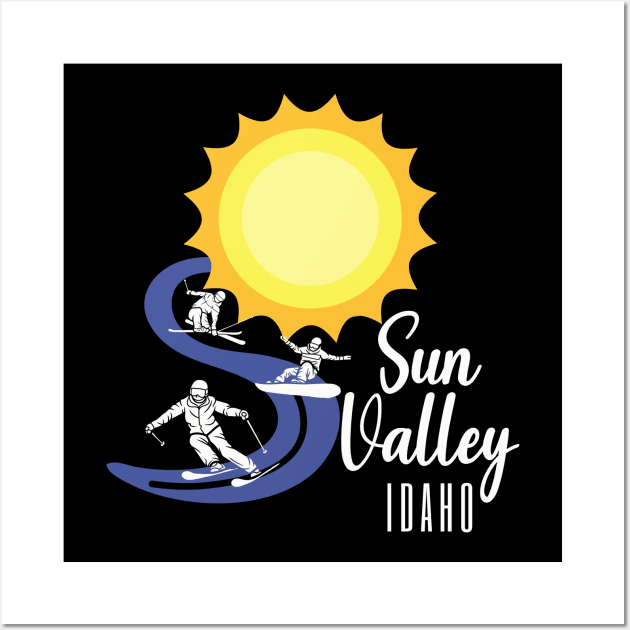 Sun Valley, Idaho USA. White Text. Gift Ideas For The Ski Enthusiast. Wall Art by Papilio Art